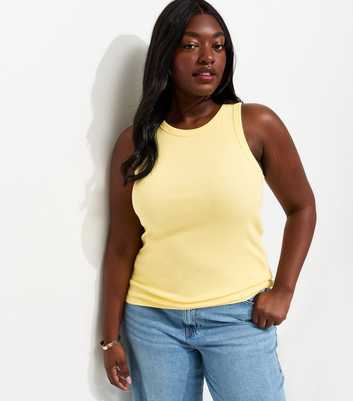 Curves Light Yellow Ribbed Racerback Vest