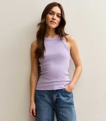 Petite Lilac Ribbed Racerback Vest