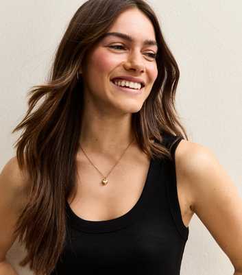 Petite Black Ribbed Scoop Neck Tank Top