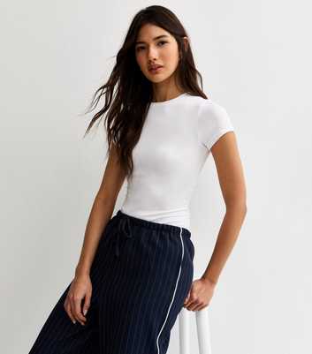 White Crew Neck Short Sleeve Bodysuit
