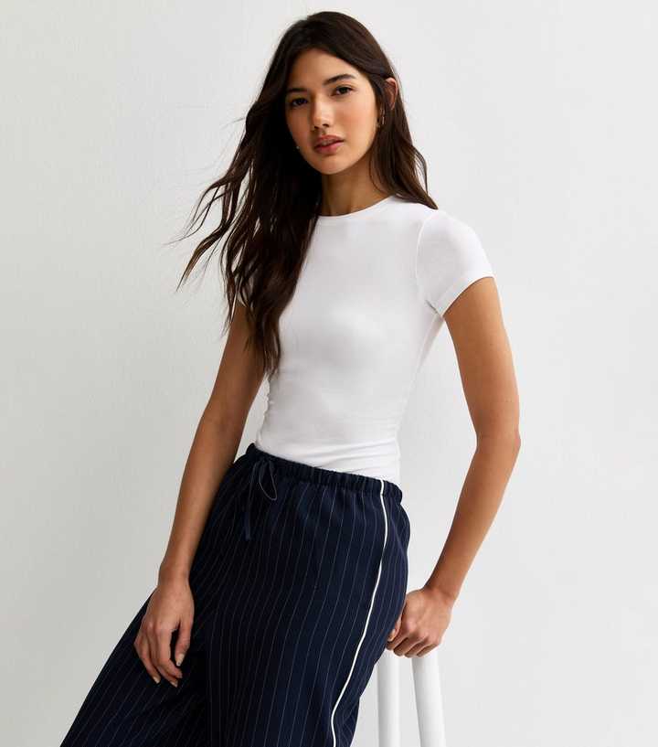 White Crew Neck Short Sleeve Bodysuit