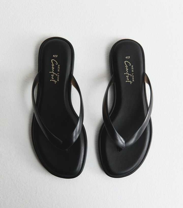 Black Jelly Thong Sandals