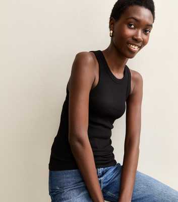 Tall Black Ribbed Racerback Vest