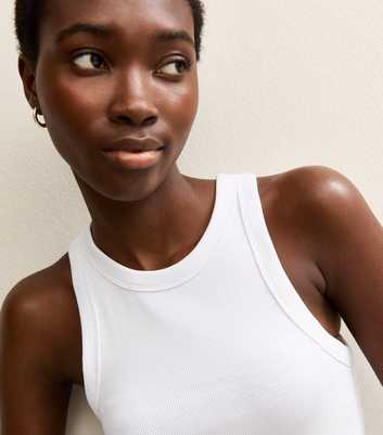 Tall White Ribbed Racerback Vest