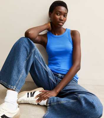 Tall Blue Ribbed Racerback Vest