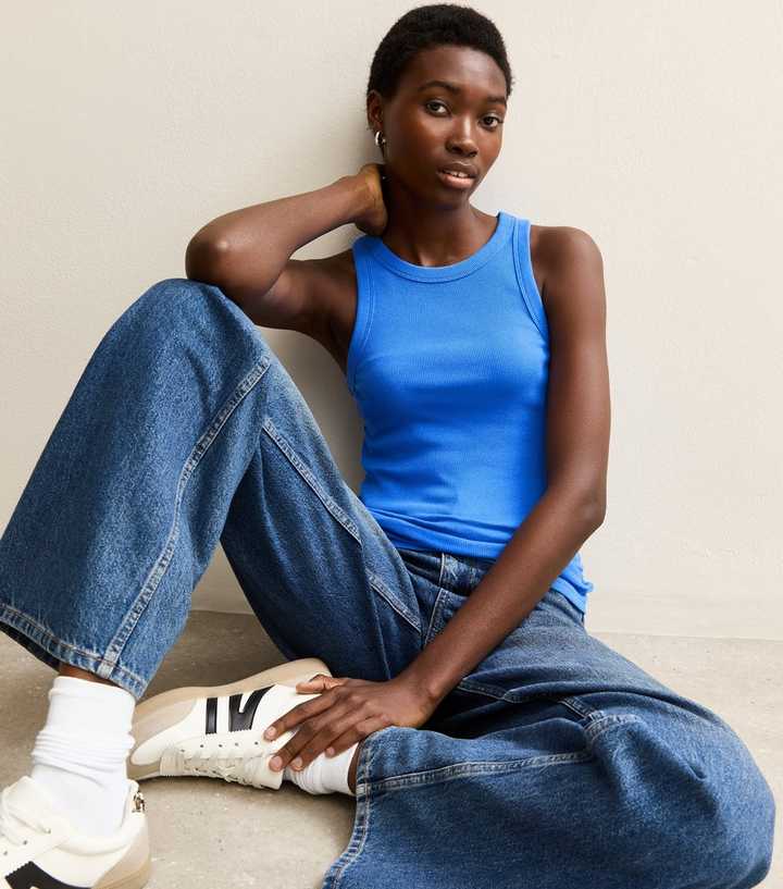 Tall Blue Ribbed Racerback Vest