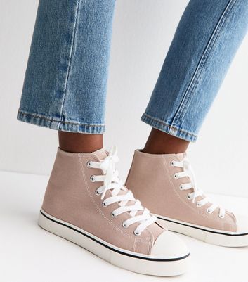 Light Pink Cotton Canvas High Top Sneakers