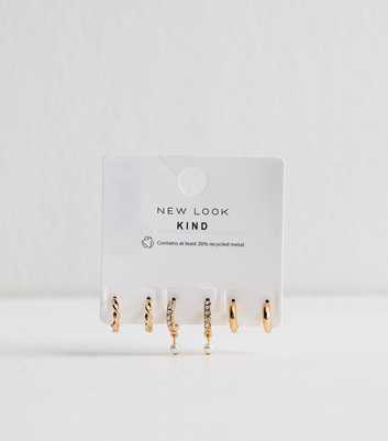 Gold Tone Pack Of 3 Faux Pearl Mini Hoop Earrings
