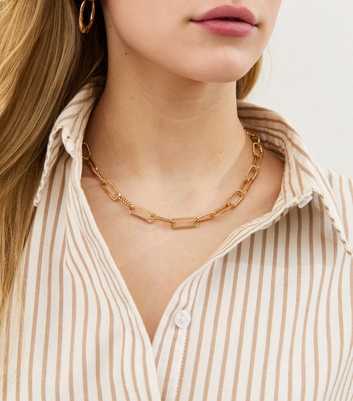 Gold Tone Mixed Chain Link Necklace