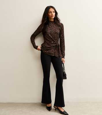 Brown Leopard Print Front Twist Top