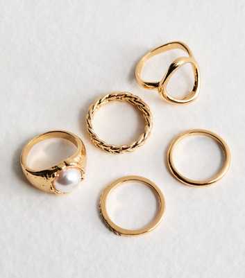 Pack of 5 Gold Tone Stacking Rings