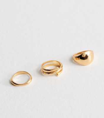 Pack of 3 Gold Tone Sleek Chunky Rings