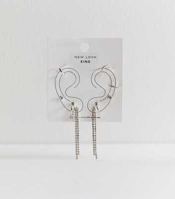 Silver Tone Pack of 6 Diamante Embellished Earrings