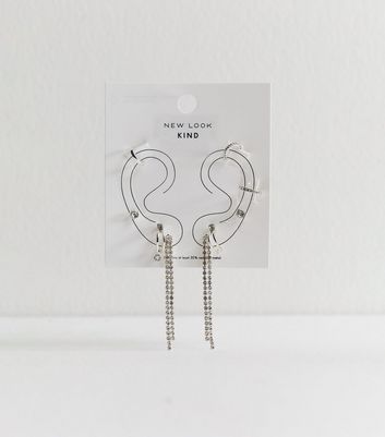 Silver Tone Pack of 6 Diamante Embellished Earrings