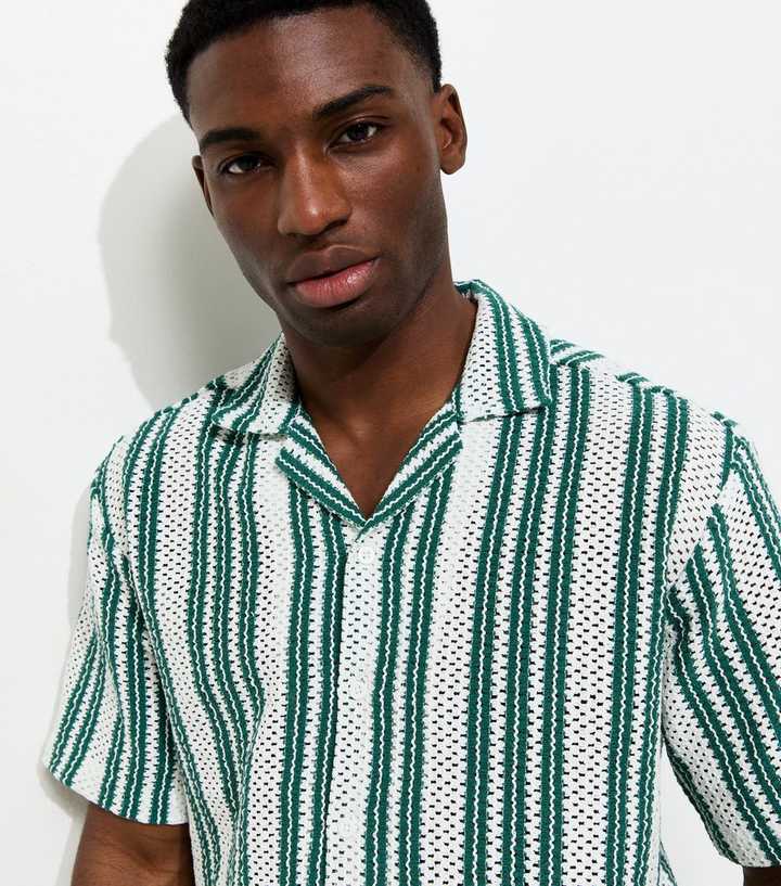 Only & Sons Green Relaxed Crochet Short Sleeve Shirt
