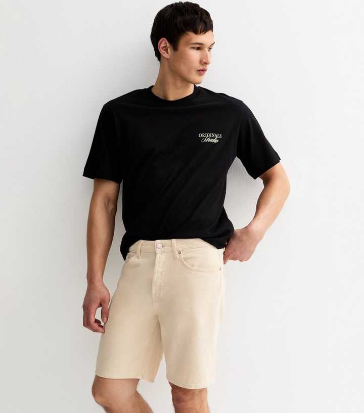 Only & Sons Cream Denim Shorts