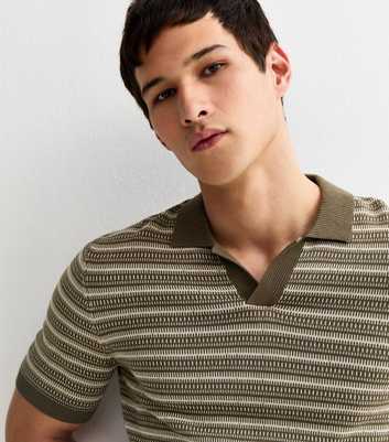 Only & Sons Brown Geometric Knit Polo Shirt