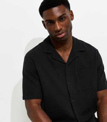 Only & Sons Black Cotton Rich Relaxed Textured Short Sleeve Shirt