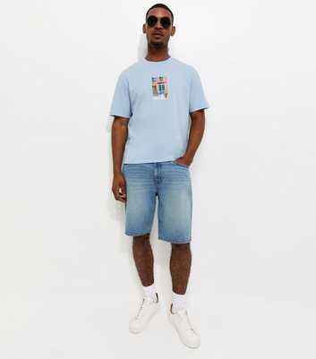 Only & Sons Light Blue House Print Relaxed Fit T-Shirt