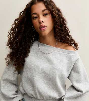 Girls Mid Grey Off The Shoulder Sweatshirt