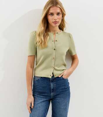 Light Green Lightweight Short Sleeve Cardigan