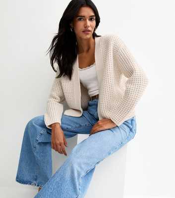 Off White Chunky Open Front Cardigan