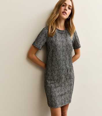 Grey Abstract Pattern T-Shirt Mini Dress