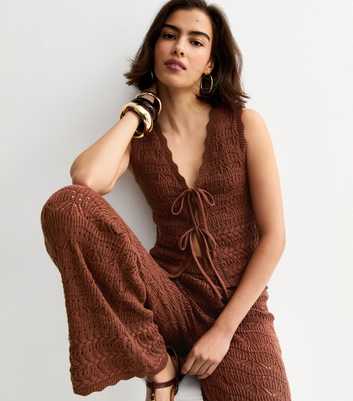 Brown Cotton Rich Wave Stitchy Tie Waistcoat