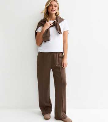 Maternity Premium Dark Brown Wide Leg Joggers
