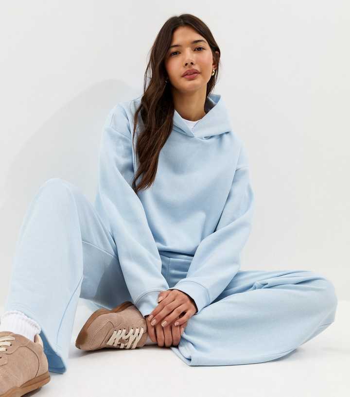 Light Blue Jersey Pullover Hoodie