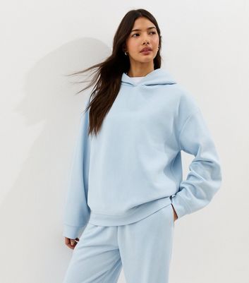 Light Blue Jersey Pullover Hoodie | New Look
