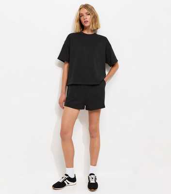 Black Jersey Jogger Shorts
