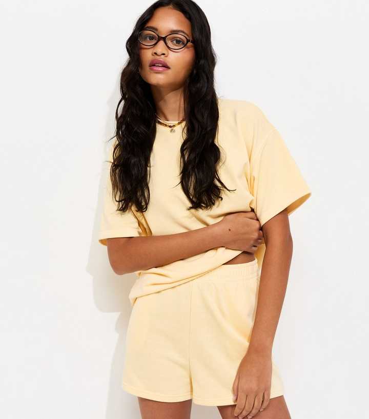 Light Yellow Jersey Jogger Shorts