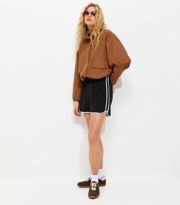Black Side Stripe Jersey Running Shorts