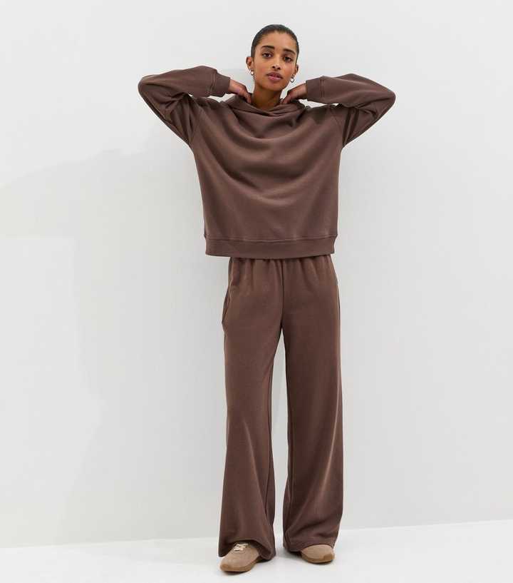 Dark Brown Wide Leg Joggers