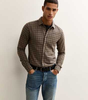 Only & Sons Brown Regular Long Sleeve Checked Shirt
