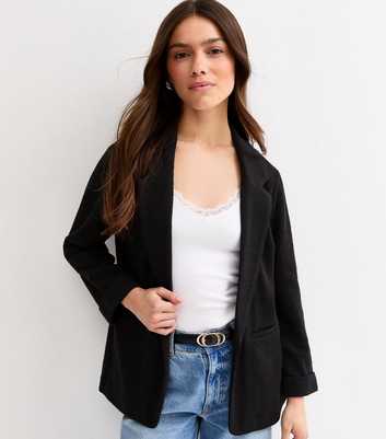 Petite Black Stretch Jersey Blazer