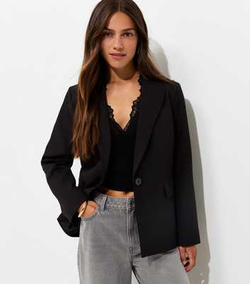 Petite Black Single Button Tailored Blazer