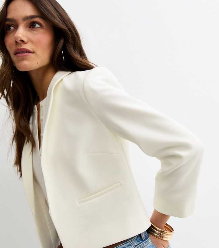 Petite Off White Cropped Blazer