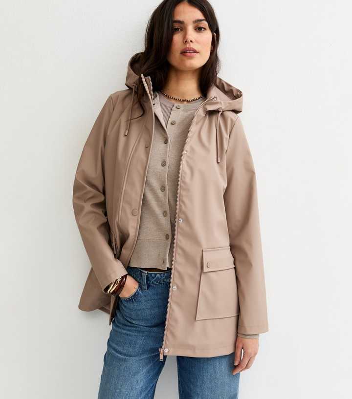 Mink Water Resistant Drawstring Hood Rain Anorak