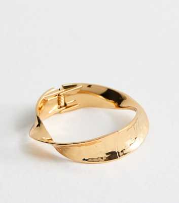 Gold Tone Sleek Twist Hinge Bangle