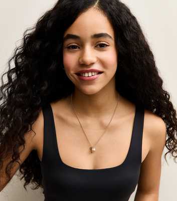 Girls Black Slinky Square Neck Vest Top