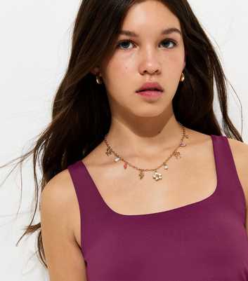 Girls Dark Purple Slinky Square Neck Vest Top