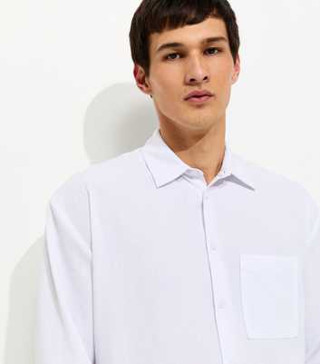 White Oversized Linen Look Shirt