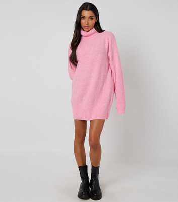 Urban Bliss Light Pink Roll Neck Mini Jumper Dress