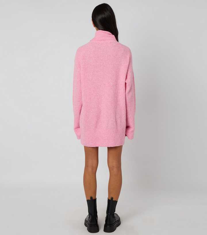 light pink jumper dress Long Balloon Sleeve Jumper Dress In Light Pink Cable Knit | EGO US