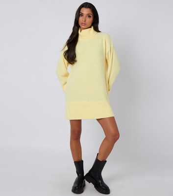 Urban Bliss Light Yellow Roll Neck Mini Jumper Dress