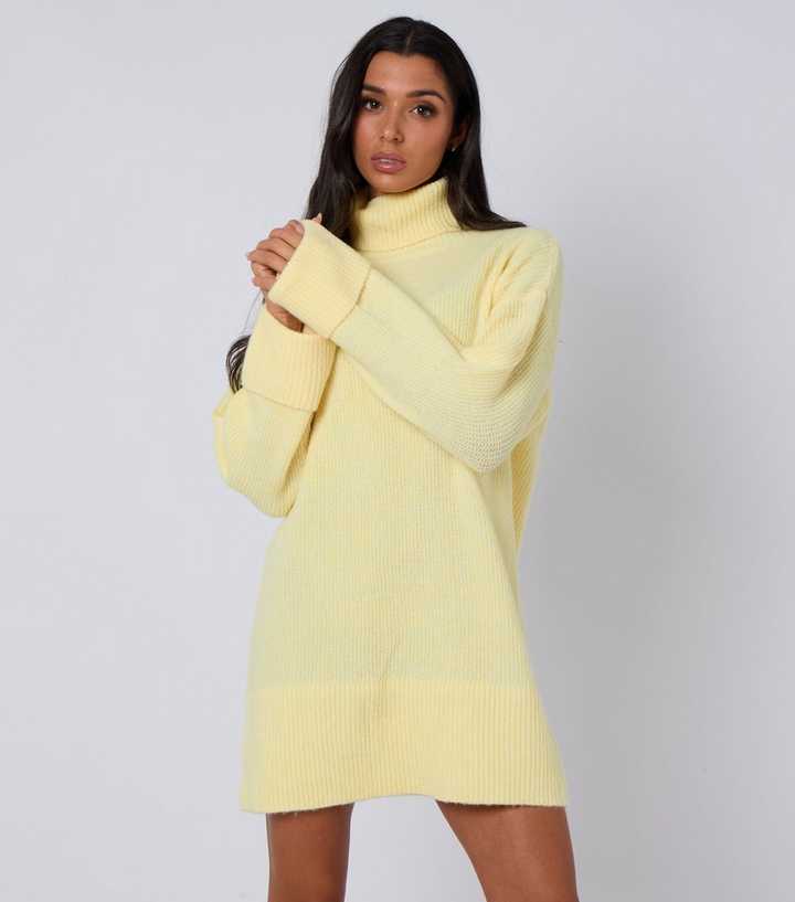 Urban Bliss Light Yellow Roll Neck Mini Jumper Dress Urban Bliss Light Yellow Roll Neck Mini Jumper Dress