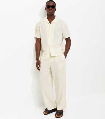 Off White Relaxed Linen Look Wide Leg Trousers