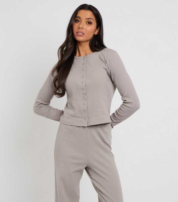 Urban Bliss Light Grey Long Sleeve Button Front Top